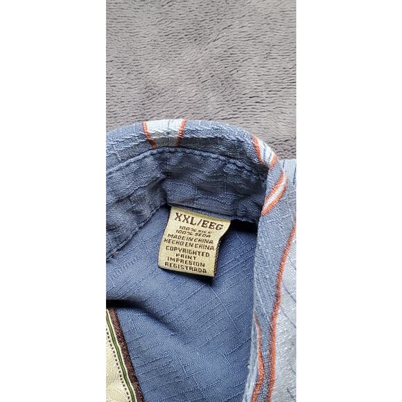 JAMAICA JAXX Shirt Men Sz 2XL 100% Silk Blue Tropical Leaves Hawaiian Camp Loop - Picture 5 of 9